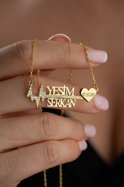 925 Ayar Gümüş Kişiye Özel İsim Ve Tarih Yazılı Ritim Kolye