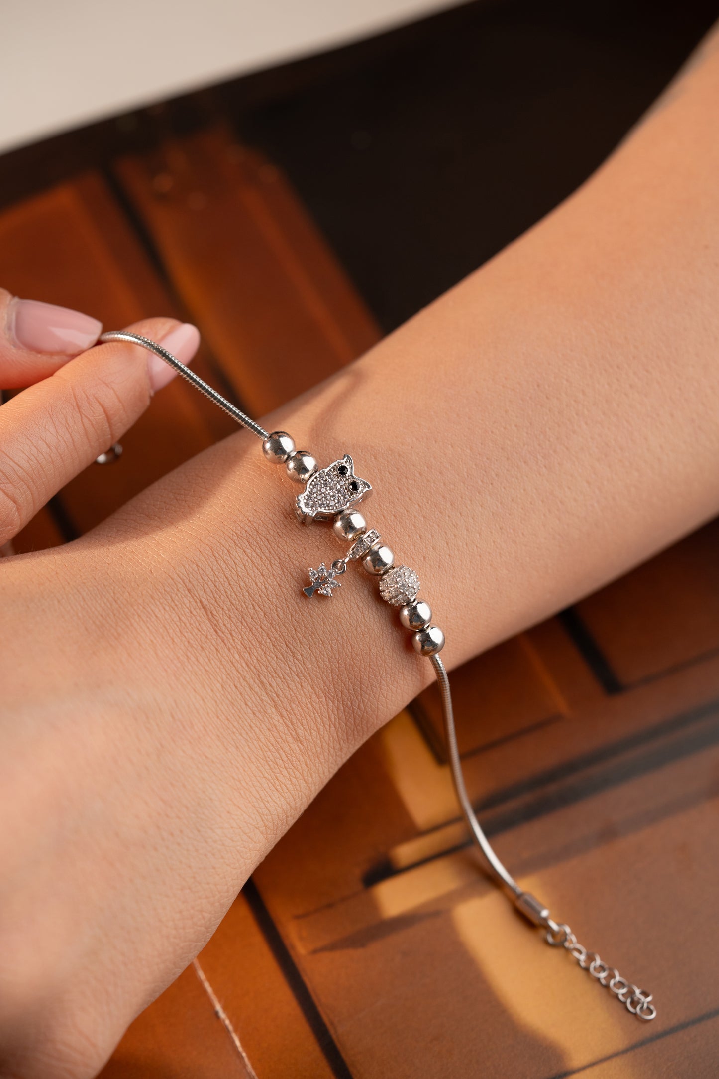 925 Ayar Gümüş Toplu Baykuş Charmlı Bileklik