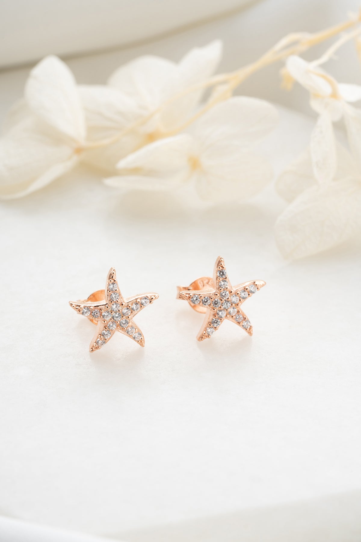 925 Ayar Gümüş Zirkon Taşlı Deniz Yıldızı Küpe