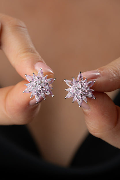 925 Ayar Gümüş Pembe Taşlı Çivili Lotus Kolye