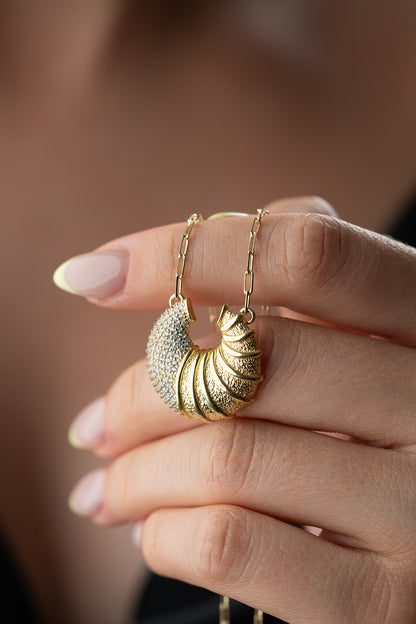 925 Ayar Gümüş Zirkon Taşlı Salyangoz Kolye