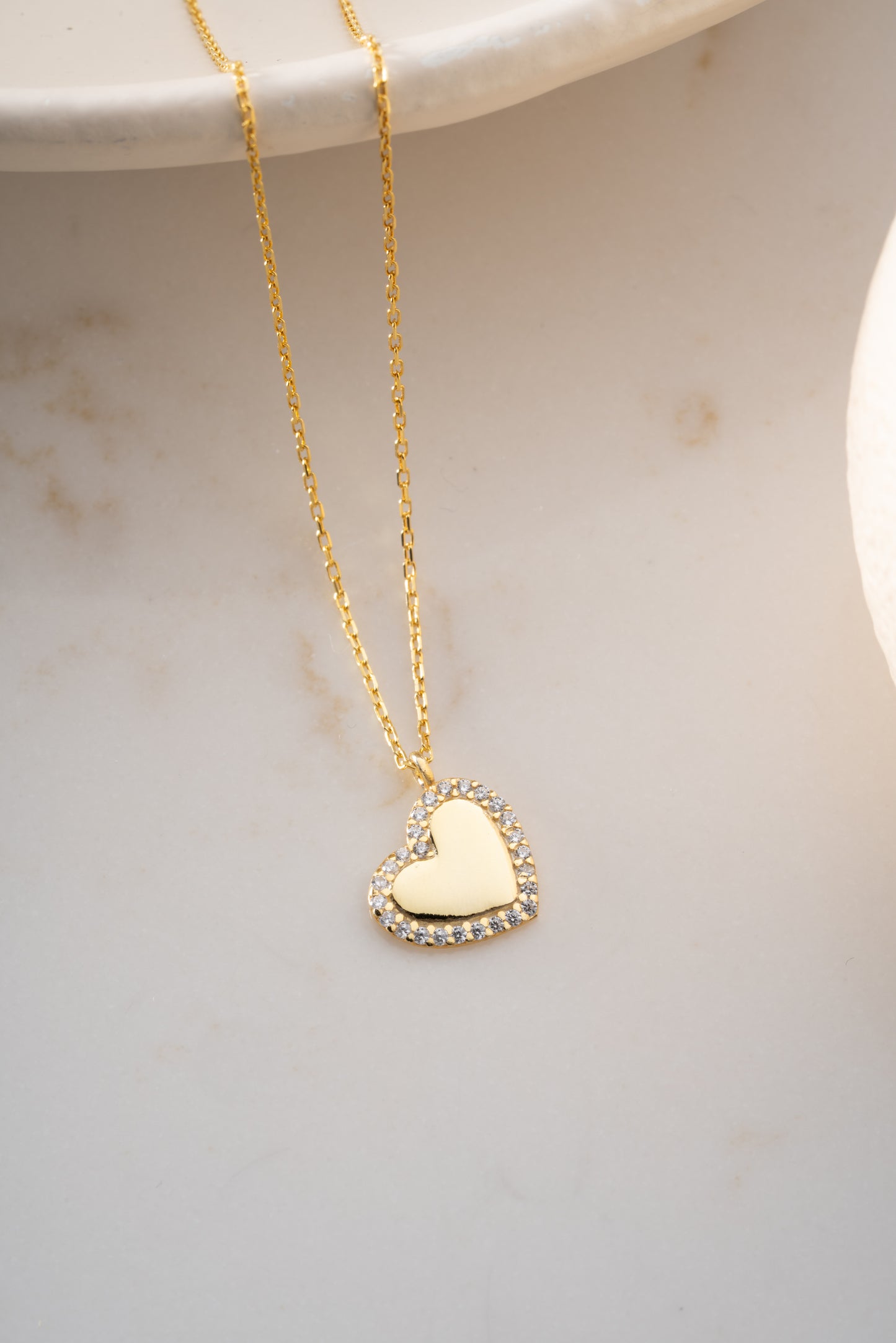 925 Ayar Gümüş Zirkon Taşlı Kalp Kolye
