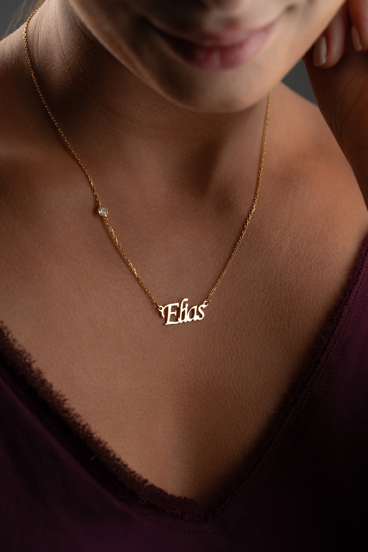 925 Ayar Gümüş Tifany Taşlı Kişiye Özel İsim Yazılı Kolye